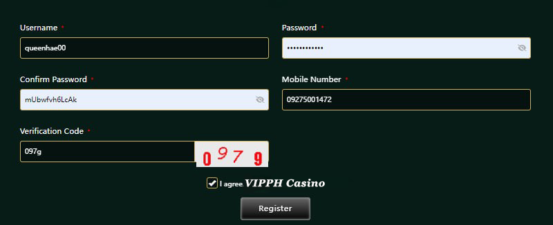 Register vip casino